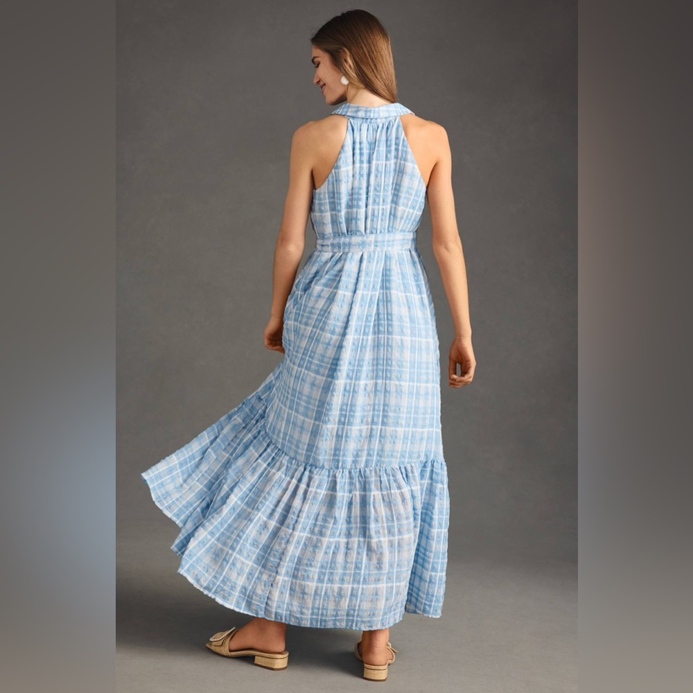 NWT Anthropologie Sleeveless Buttondown Shirt Dress Size M Medium Blue Maxi NEW - Picture 2 of 8
